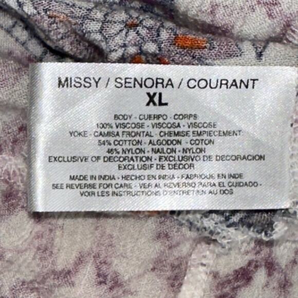 Vintage America Blues Patchwork Boho Peasant Top XL - Picture 5 of 9